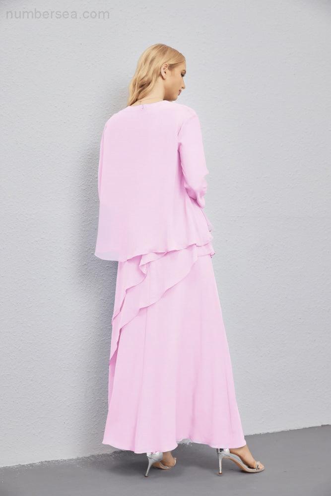 Abito da Sposa Madre con Cardigan Leggero Aperto Davanti Abito da Cerimonia Elegante 28081