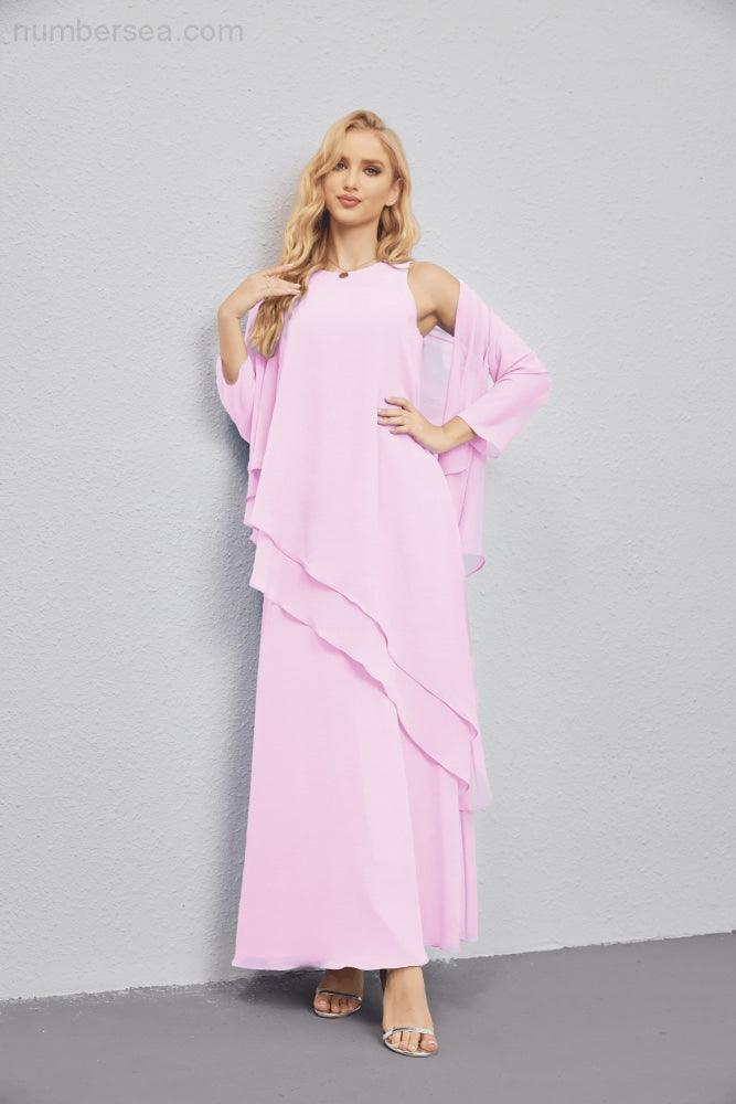 Abito da Sposa Madre con Cardigan Leggero Aperto Davanti Abito da Cerimonia Elegante 28081