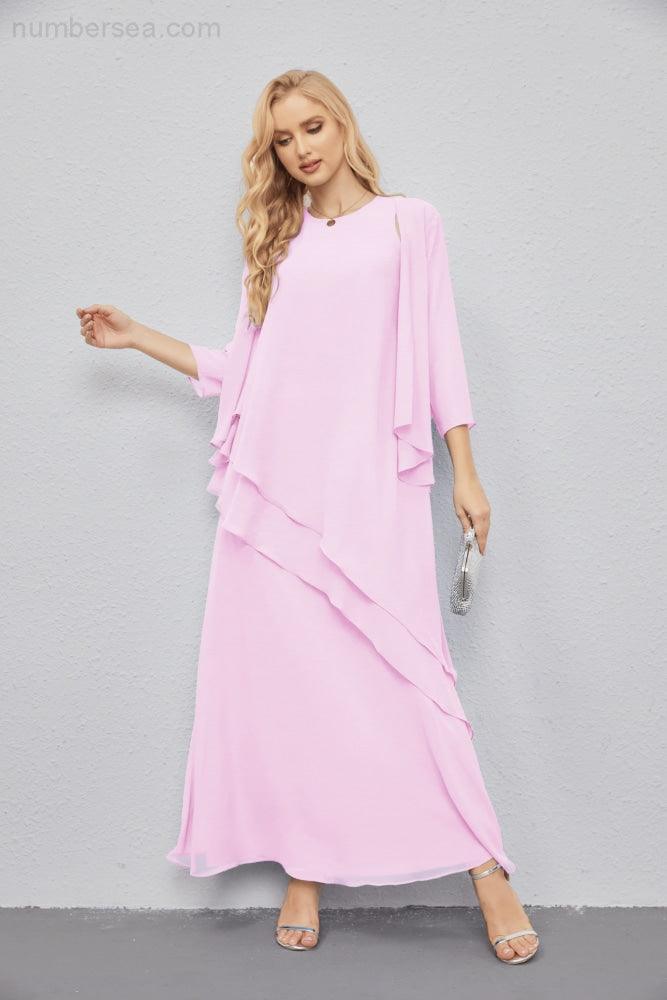 Abito da Sposa Madre con Cardigan Leggero Aperto Davanti Abito da Cerimonia Elegante 28081