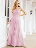 Crisscross Halter Bridesmaid Dresses for Party Wedding Evening Prom Maxi Ball Gowns 28053