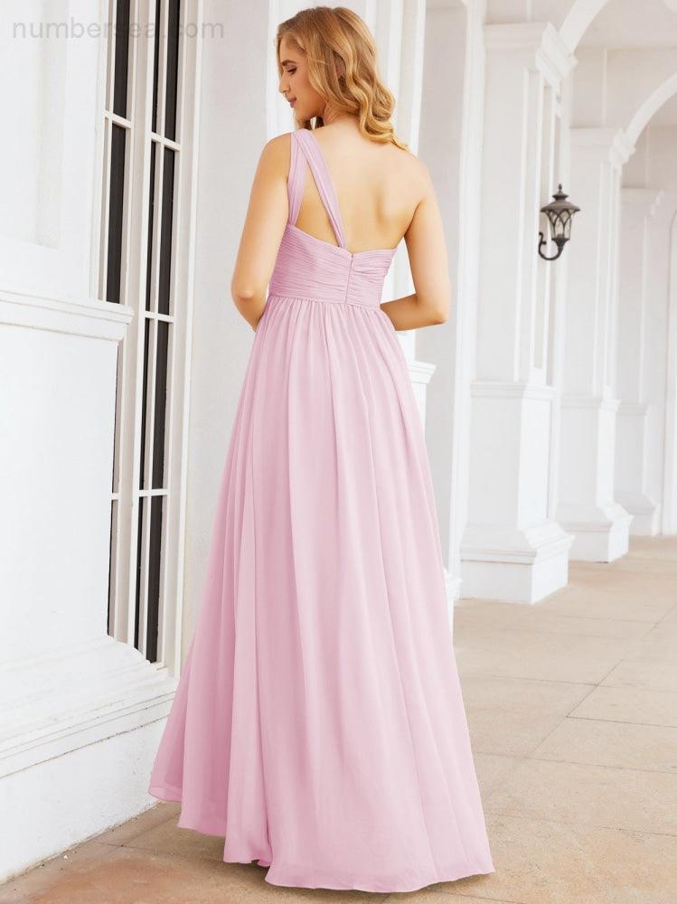 One Shoulder Bridesmaid Dresses Long Maxi Formal Evening Party Prom Gowns 28061