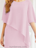 Numbersea Festliches Abendkleid Lang Mutter der Braut Kleid mit Rüschencape 28026