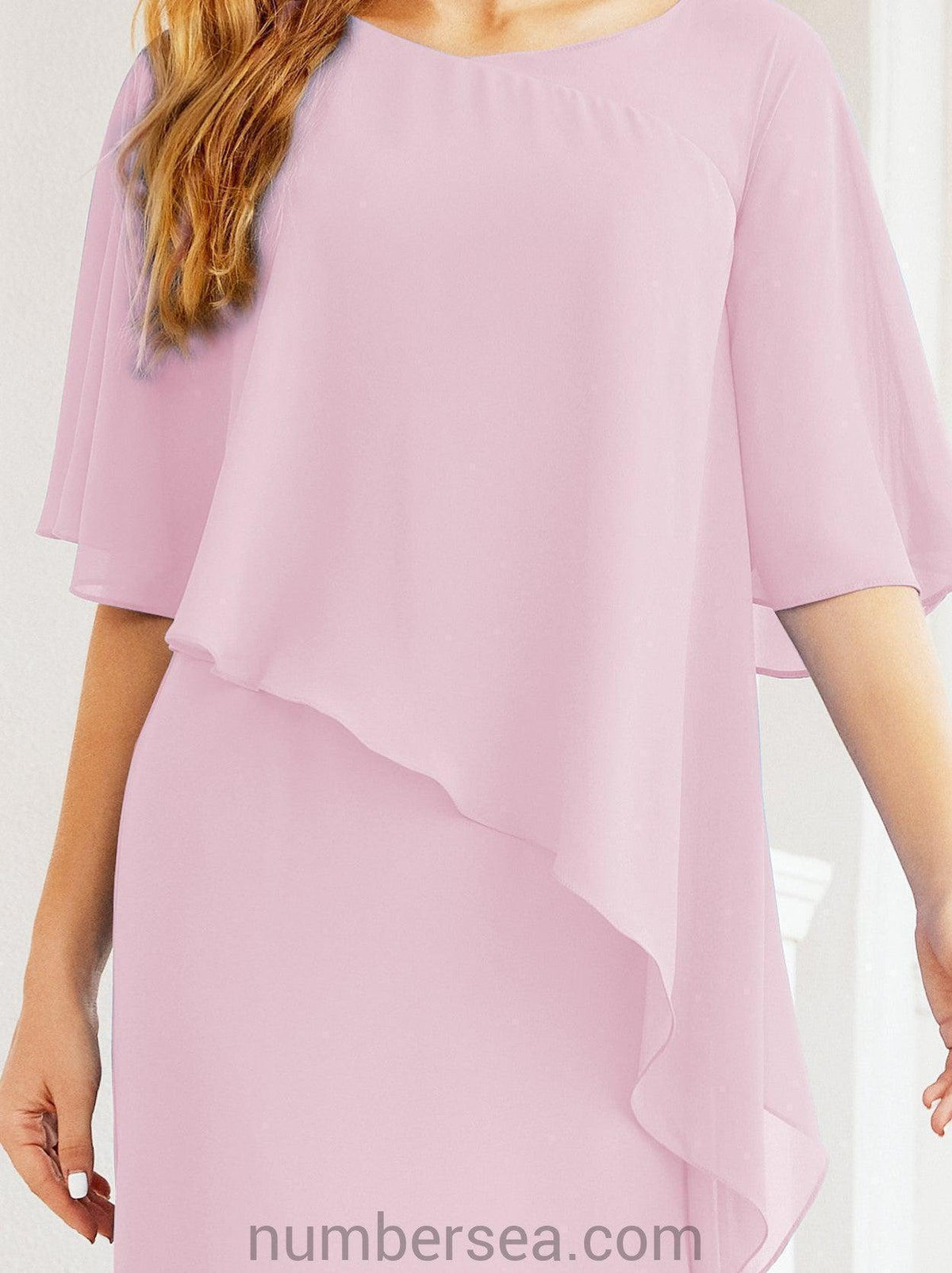 Numbersea Festliches Abendkleid Lang Mutter der Braut Kleid mit Rüschencape 28026