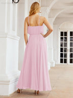 Numbersea Vestidos compridos de dama de honor com alças Vestido formal em linha A para jovens 28029