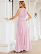 Vestido de Dama de Honra Numbersea com Alças, Cintura Império, Vestido Formal de Noite para Mãe da Noiva 28030