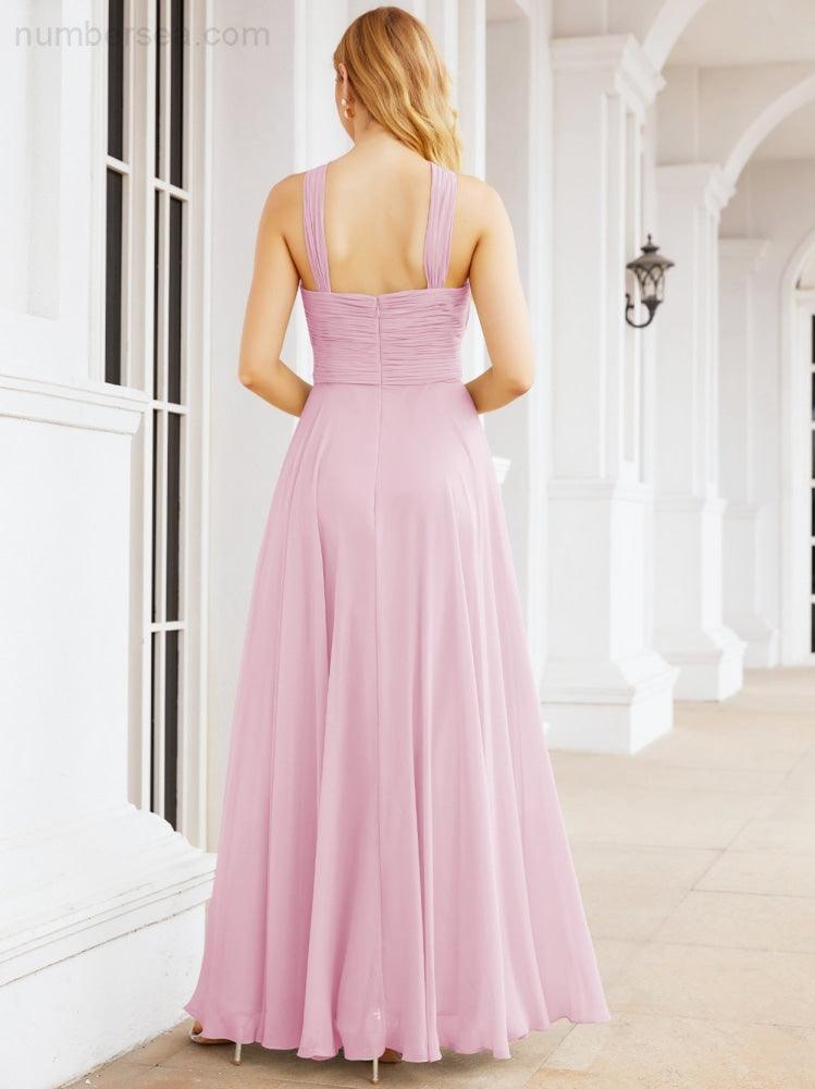 Crisscross Halter Bridesmaid Dresses for Party Wedding Evening Prom Maxi Ball Gowns 28053