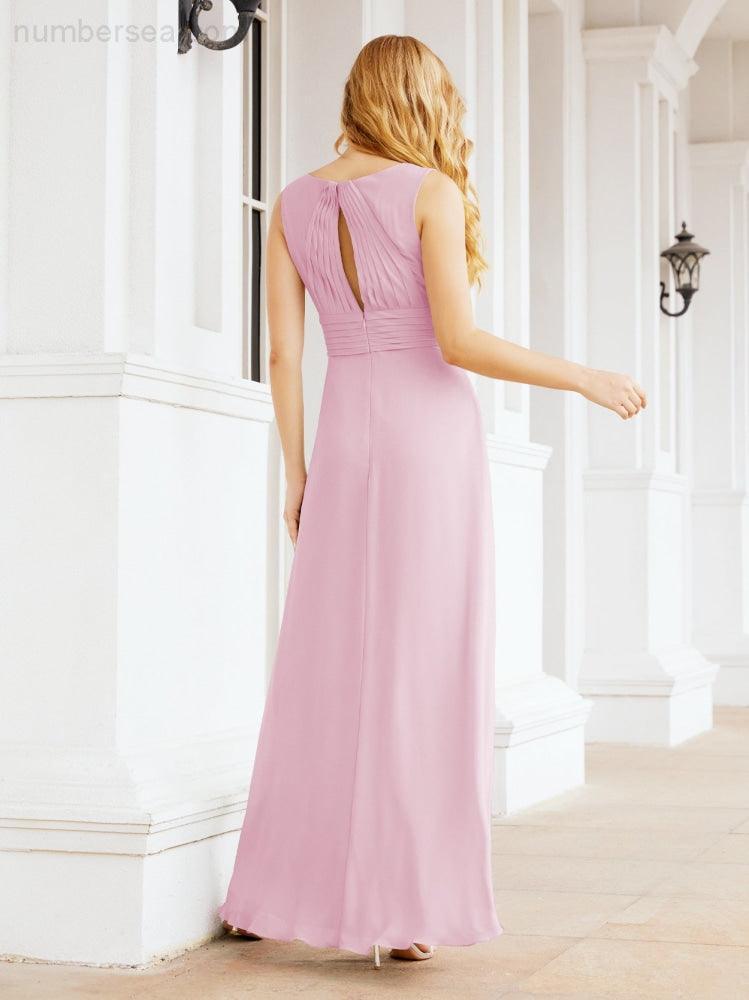 Formelles Ballkleid Elegantes ärmelloses Brautjungfernkleid mit V-Ausschnitt für Hochzeitsfeier 28037