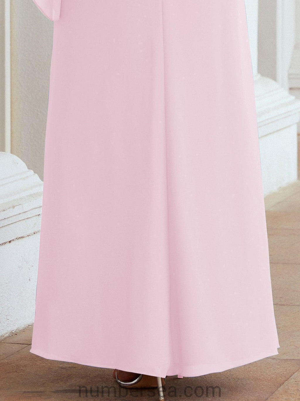 Numbersea Festliches Abendkleid Lang Mutter der Braut Kleid mit Rüschencape 28026