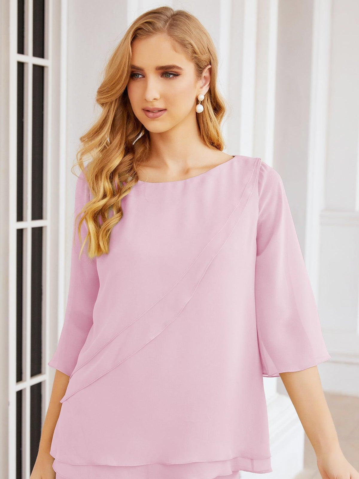 Numbersea Elegantes 2-teiliges Kleid für die Brautmutter Große Größen Hosenanzug mit Rüschenschichten Silberner Hausmantel 28064