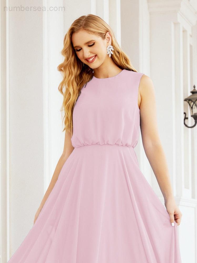 Sleeveless Long Bridesmaid Dress A line Formal Evening Prom Gown 28025