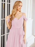 Numbersea Abito da Damigella in Chiffon con Spalle Scoperte, Abito Lungo Formale per Laurea con Schiena a Mantella 28069