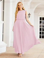 Sleeveless Long Bridesmaid Dress A line Formal Evening Prom Gown 28025