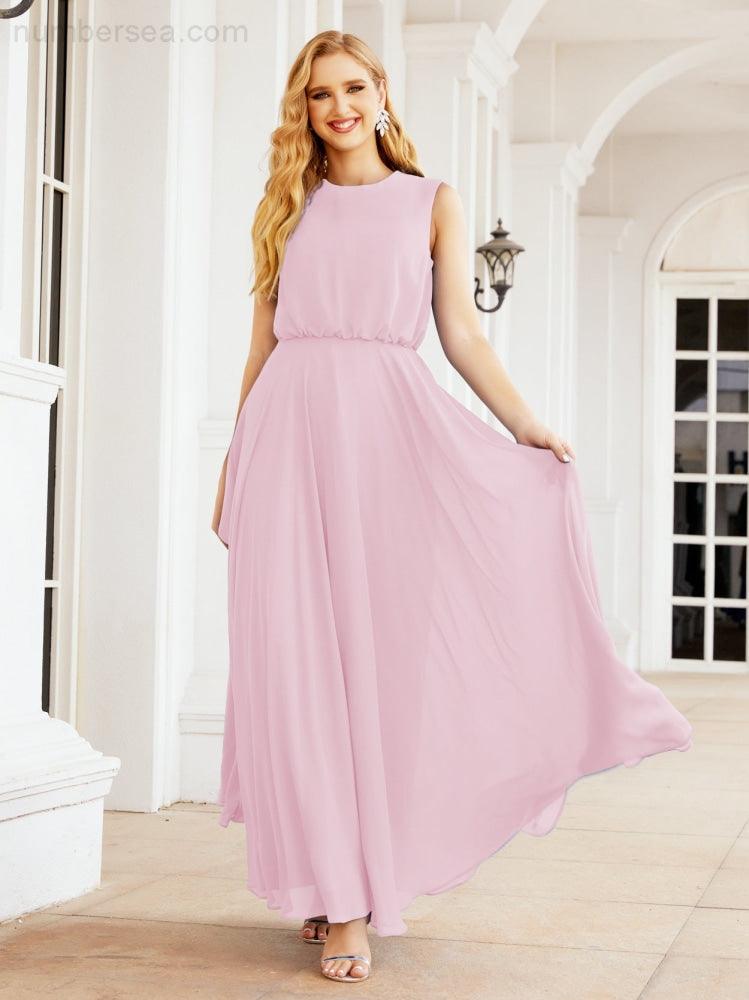 Sleeveless Long Bridesmaid Dress A line Formal Evening Prom Gown 28025