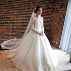 Glamorous Long Sleeve Lace Princess Wedding Dress For Brides