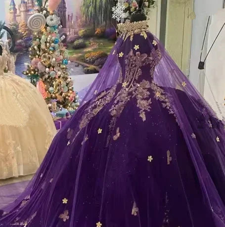Vestidos Deslumbrantes de Princesa Roxa para Quinceanera, Vestido Roxo Doce 16 Y6560