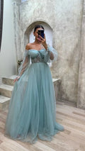 Vestido de tul color verde menta sin tirantes, corsé, vestido de baile, vestido de noche Y4912