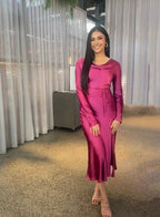 Vestido Comprido Modesto para Convidada de Casamento Vestido de Noite da Moda Y4519