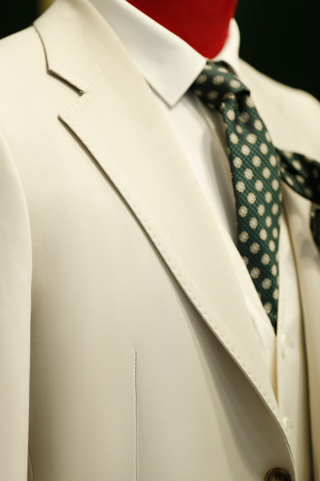 Cream Wool Three Piece Suit For Summer Weddings Tailored Groom