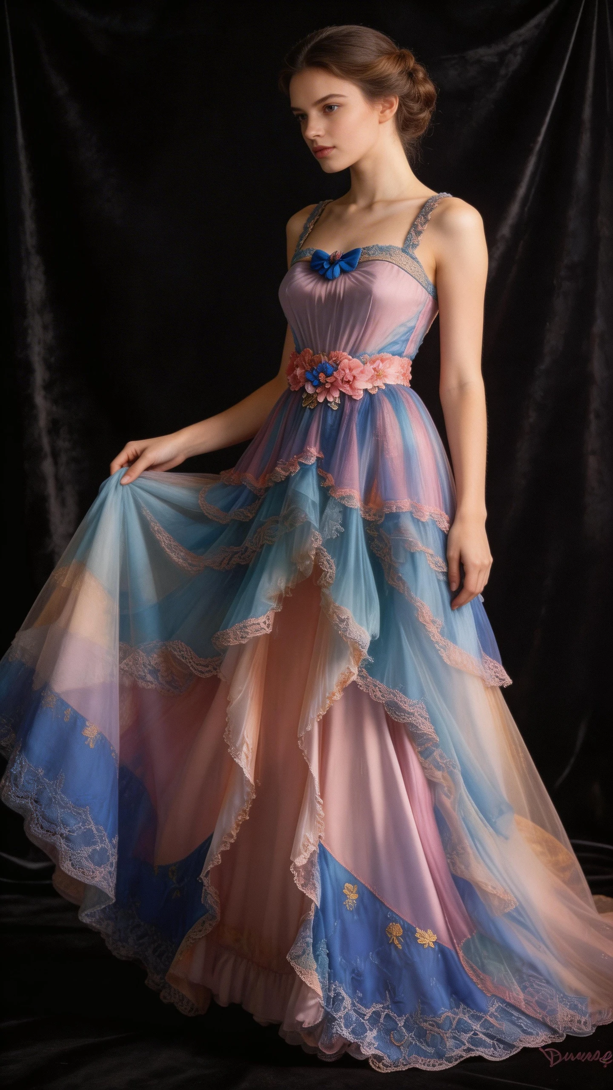 Fairy Colorful Tulle Lace Tiered Ball Gown Long Prom Dress Y7792 by simplepromdress