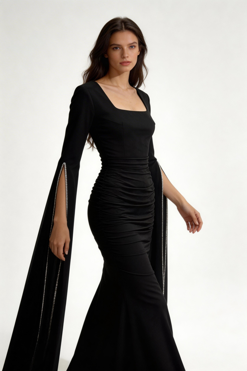 Charming Black Long Sleeves Prom Dress Black Evening Dress Y7089 by simplepromdress