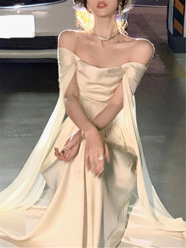 Abito da sera bianco donna elegante nuova moda abito da festa serale signora Y4457