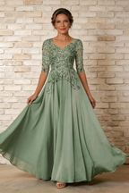 Elegant Lace Applique Chiffon A-Line Mother of the Bride Dress by tangjianjun
