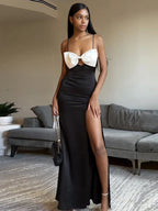 Abito da donna TARUXY con spacchi laterali, elegante, slim, con fiocco e spacco, senza schienale, sexy, per spiaggia, compleanno o serata