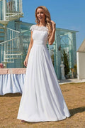 Chiffon White Wedding Dress With Appliques Elegant Bridal Gown
