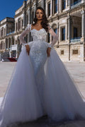 Modern Mermaid Sweetheart Lace Wedding Dress With Detachable Train