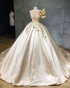 Elegant Floor Length A Line Sweetheart Wedding Dress With Satin Ruffles