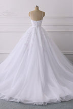 Vintage Spaghetti Strap Tulle V Neck Wedding Dress With Appliques Lace