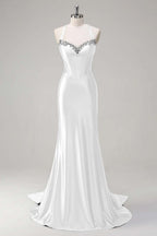 Halter Neck Sleeveless Long Mermaid Prom Dress With Beading Pleated