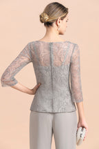 BMbridal Elegant 3/4 Sleeves Lace Chiffon Affordable Mother of Bride Jumpsuit Online