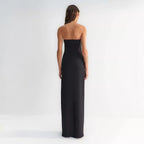 Abito da Prom senza Spalline con Scollo a Cuore e Motivo Girasole