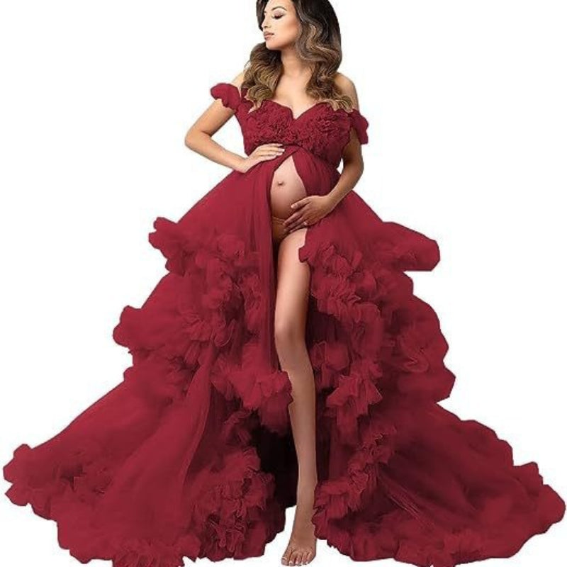 Saia de rede nova para grávidas muito vendida, vestido para fotografia com decote em V profundo, roupa para retrato fotográfico 6121#