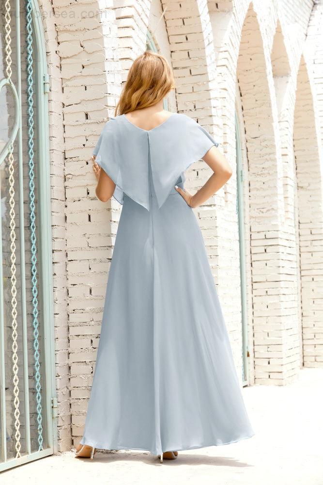 Mother of The Bride Dresses Plus Size V-Neck Floor Length Formal Prom Dress for Wedding Guest 28020
