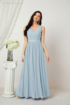 Abiti lunghi da damigella in chiffon da donna, linea a, senza maniche, abito formale da ballo per serata, abiti per festa di ritorno a casa 2808
