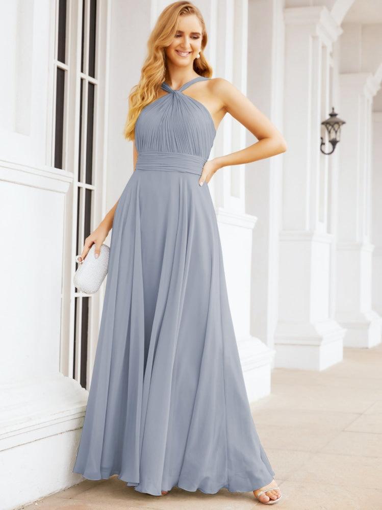 Crisscross Halter Bridesmaid Dresses for Party Wedding Evening Prom Maxi Ball Gowns 28053