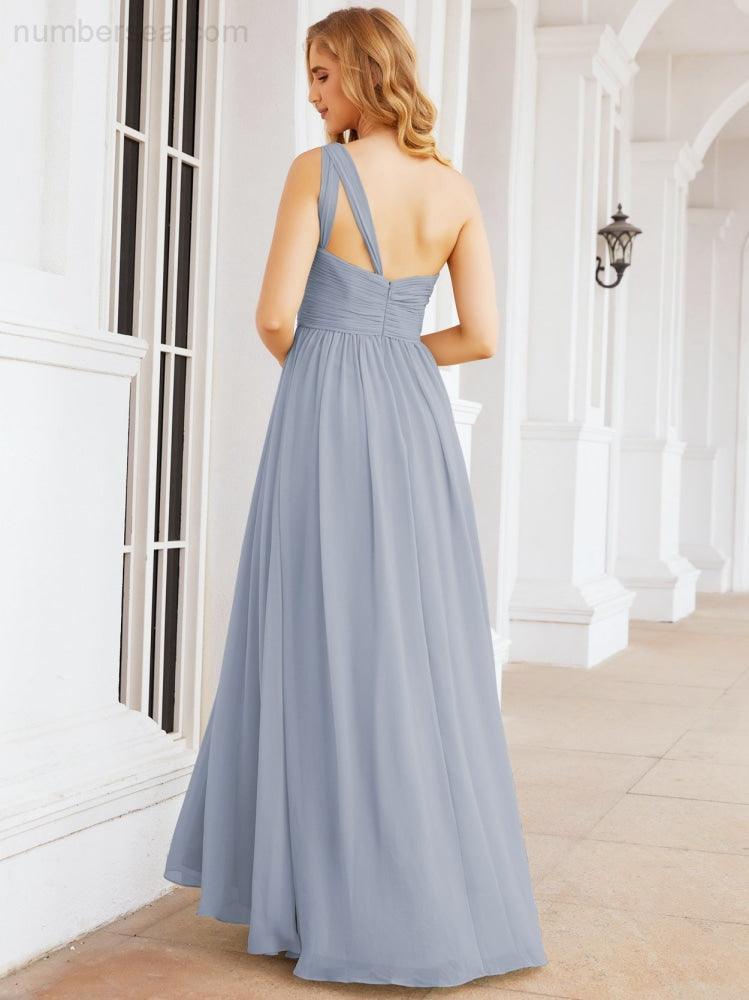One Shoulder Bridesmaid Dresses Long Maxi Formal Evening Party Prom Gowns 28061