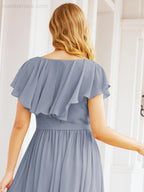 Bridesmaid Dresses with Flutter Sleeves Formal Evening Party Prom Gowns 28044