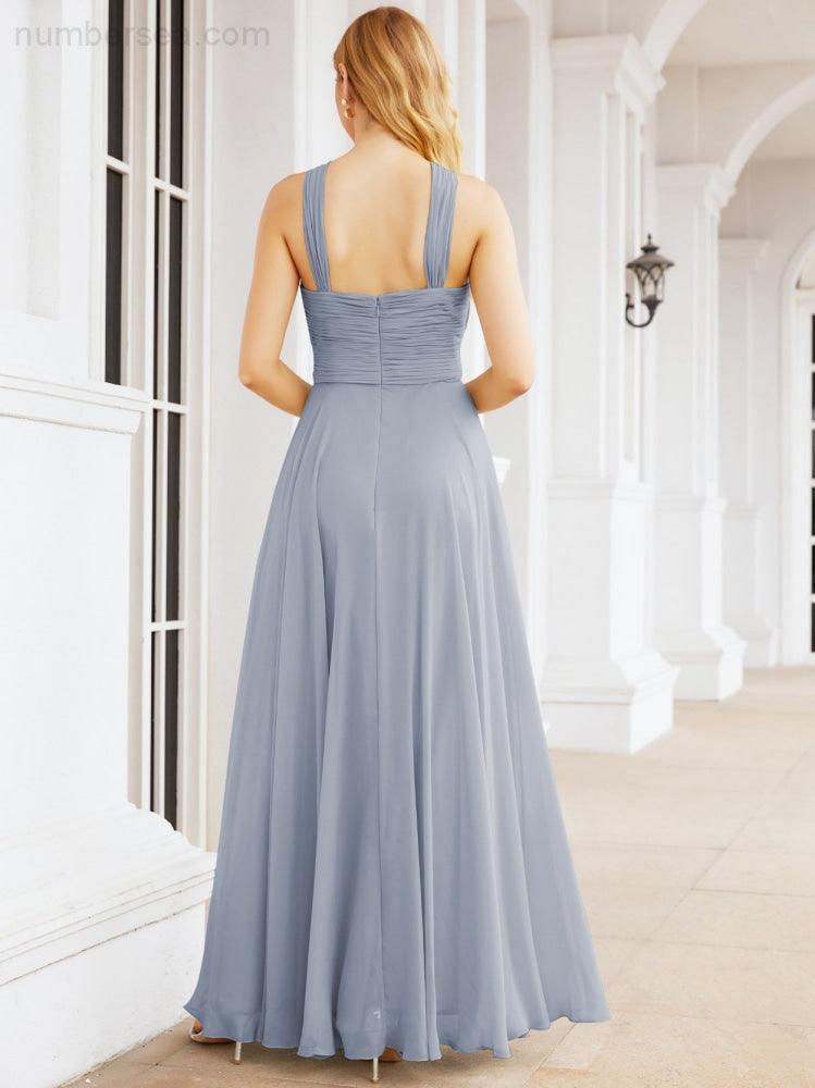 Crisscross Halter Bridesmaid Dresses for Party Wedding Evening Prom Maxi Ball Gowns 28053