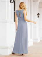 Formelles Ballkleid Elegantes ärmelloses Brautjungfernkleid mit V-Ausschnitt für Hochzeitsfeier 28037