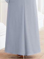 Numbersea Festliches Abendkleid Lang Mutter der Braut Kleid mit Rüschencape 28026