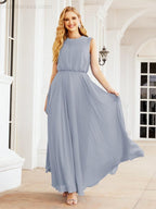 Sleeveless Long Bridesmaid Dress A line Formal Evening Prom Gown 28025