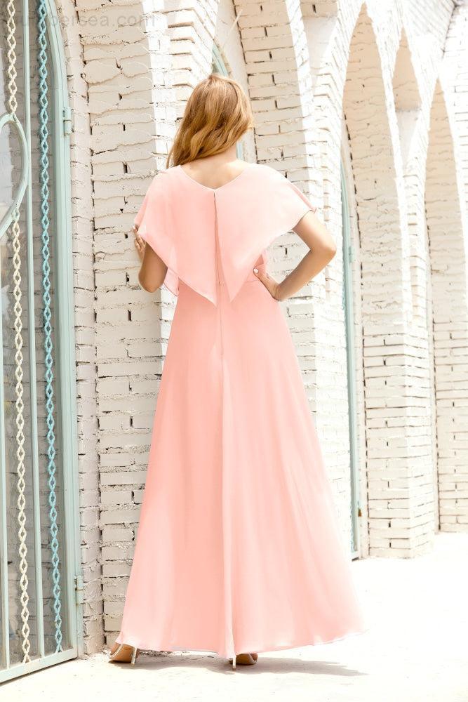 Mother of The Bride Dresses Plus Size V-Neck Floor Length Formal Prom Dress for Wedding Guest 28020