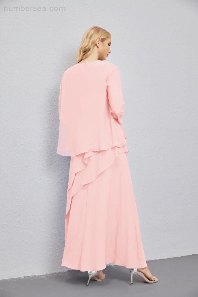 Abito da Sposa Madre con Cardigan Leggero Aperto Davanti Abito da Cerimonia Elegante 28081