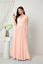 Abiti lunghi da damigella in chiffon da donna, linea a, senza maniche, abito formale da ballo per serata, abiti per festa di ritorno a casa 2808
