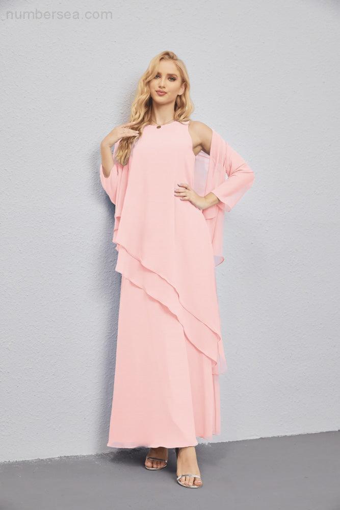 Abito da Sposa Madre con Cardigan Leggero Aperto Davanti Abito da Cerimonia Elegante 28081