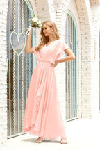 Mother of The Bride Dresses Plus Size V-Neck Floor Length Formal Prom Dress for Wedding Guest 28020