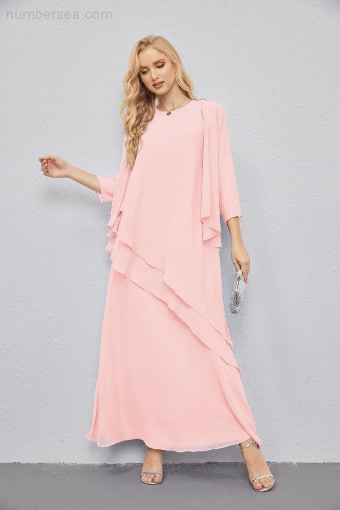 Abito da Sposa Madre con Cardigan Leggero Aperto Davanti Abito da Cerimonia Elegante 28081